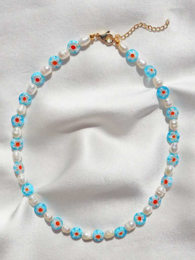 Glass  Stone Irregular Bohemia Handmade Beading  Necklace