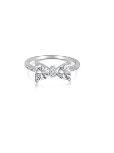 925 Sterling Silver Cubic Zirconia Bowknot Dainty Band Ring