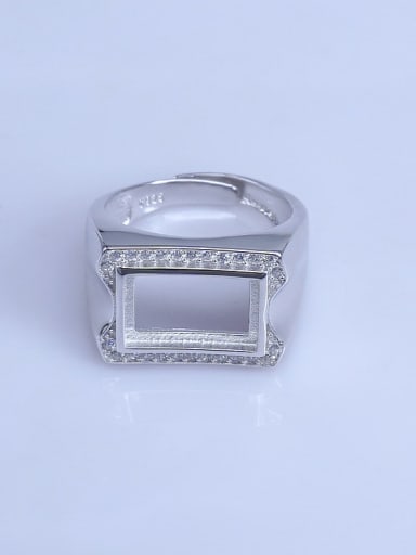 925 Sterling Silver 18K White Gold Plated Geometric Ring Setting Stone size: 9*14mm