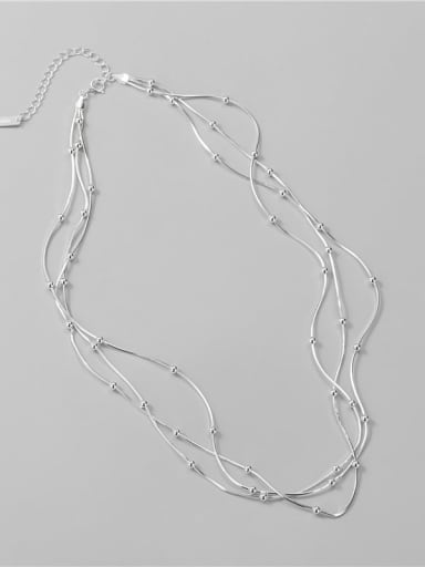 925 Sterling Silver Bead Minimalist Multi Strand Necklace