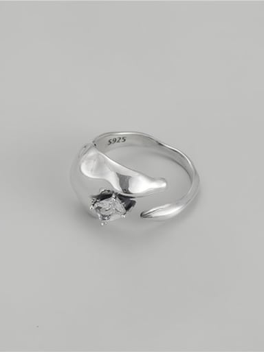 925 Sterling Silver Cubic Zirconia Irregular Vintage Band Ring