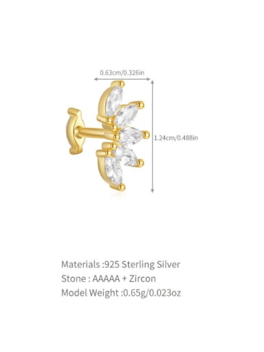 Single Gold 3 925 Sterling Silver Cubic Zirconia Geometric Minimalist Single Earring