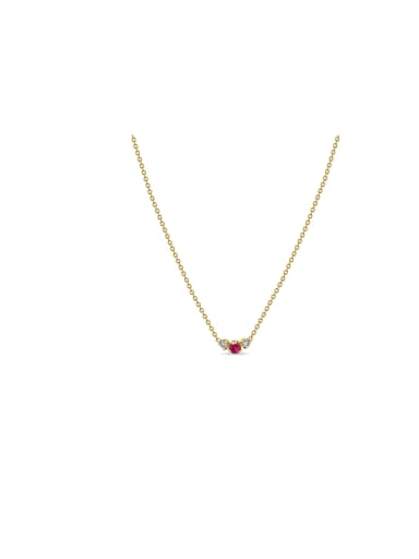 custom 925 Sterling Silver Cubic Zirconia Red Geometric Dainty Necklace