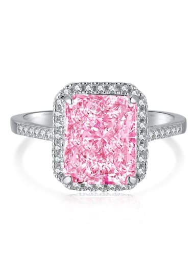 Pink DY120527 925 Sterling Silver Cubic Zirconia Geometric Luxury Band Ring