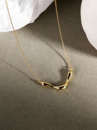 A245A Gold 925 Sterling Silver Irregular Minimalist Necklace