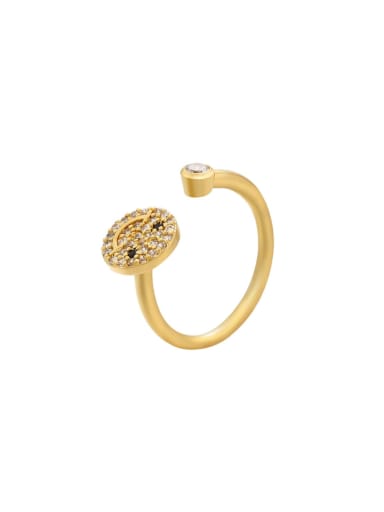 Brass Cubic Zirconia Smiley Dainty Band Ring
