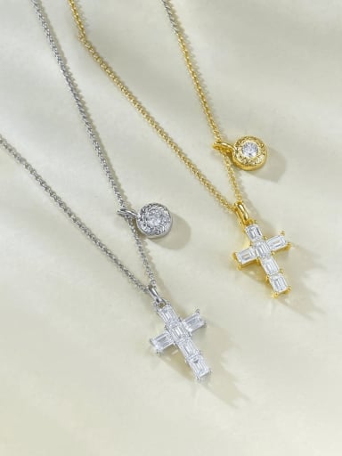 custom 925 Sterling Silver Cubic Zirconia Cross Luxury Regligious Necklace