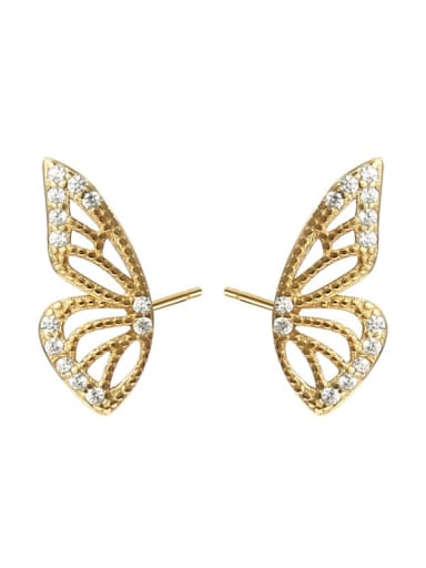 E2134 Gold 925 Sterling Silver Butterfly Cute Stud Earring