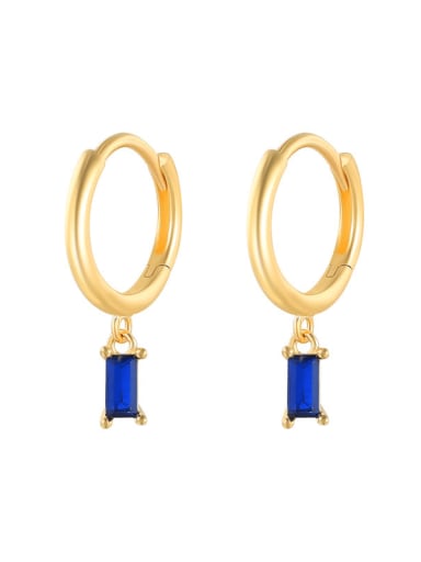 Gold+ blue 925 Sterling Silver Cubic Zirconia Geometric Minimalist Huggie Earring