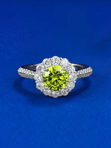 925 Sterling Silver High Carbon Diamond Flower Luxury Cocktail Ring