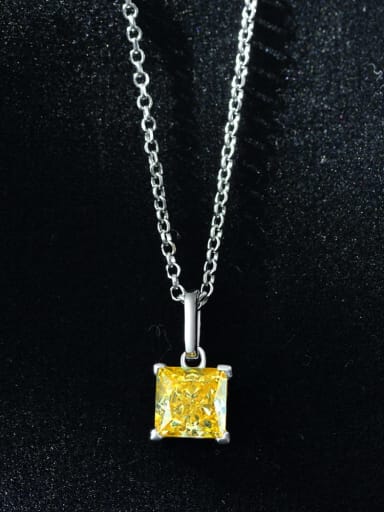 Yellow (including chain) ? P 0445 ? 925 Sterling Silver High Carbon Diamond Geometric Minimalist Necklace
