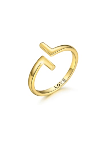 Gold ESD0052A 925 Sterling Silver Geometric Minimalist Band Ring