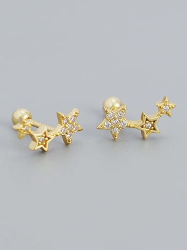 Gold 925 Sterling Silver Cubic Zirconia Star Dainty Stud Earring