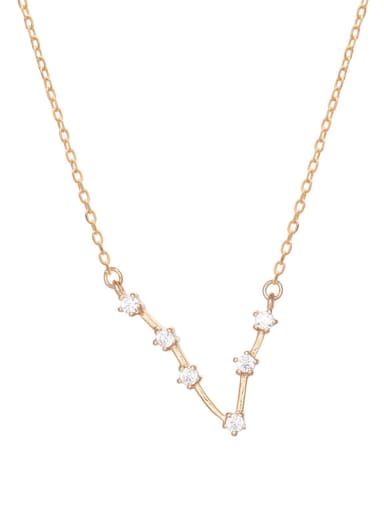 A802 Pisces with champagne gold plating 925 Sterling Silver Cubic Zirconia Constellation Minimalist Necklace