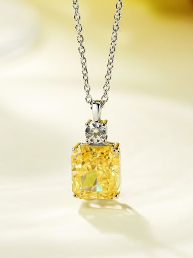 925 Sterling Silver High Carbon Diamond Yellow Flower Dainty Necklace