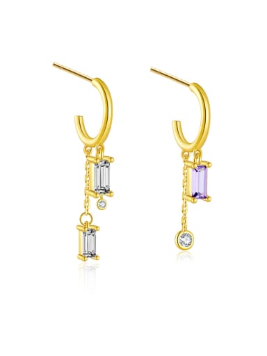 18k gold [white stone] 925 Sterling Silver Cubic Zirconia Tassel Dainty Stud Earring