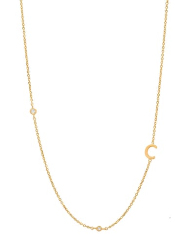 Gold C 925 Sterling Silver Letter Minimalist Necklace