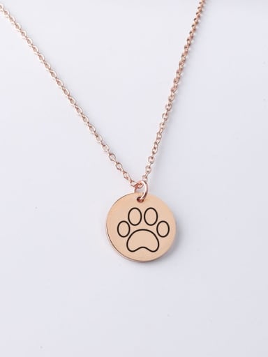 Stainless steel disc engraving dog paw pattern pendant necklace