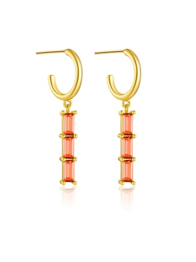 18k gold [orange] 925 Sterling Silver Cubic Zirconia Geometric Trend Drop Earring