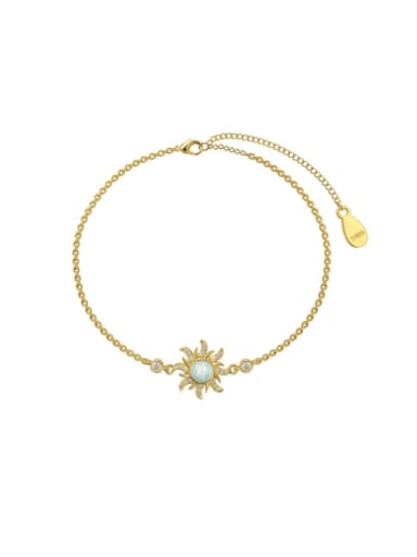925 Sterling Silver Synthetic Opal Flower Trend Link Bracelet