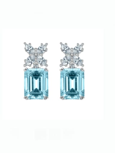 925 Sterling Silver Sapphire Geometric Luxury Cluster Earring