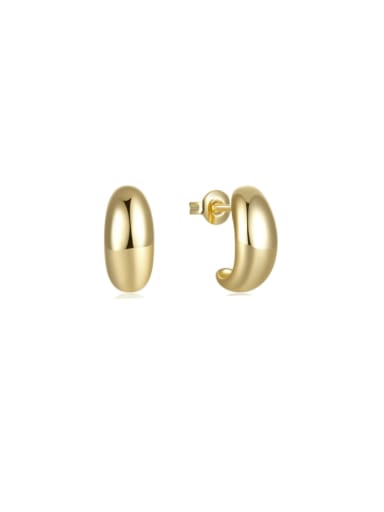 golden 925 Sterling Silver Geometric Minimalist Stud Earring