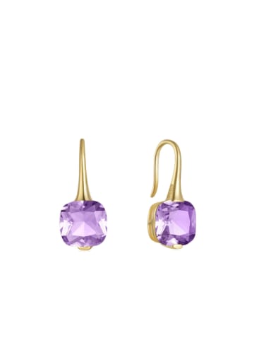 Golden +Purple 925 Sterling Silver Cubic Zirconia Geometric Minimalist Hook Earring