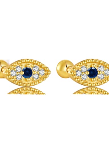 18k gold (bluestone) 925 Sterling Silver Cubic Zirconia Evil Eye Dainty Stud Earring