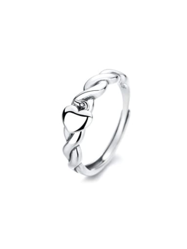 925 Sterling Silver Heart Vintage Twist   Band Ring
