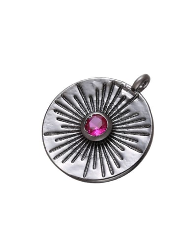 Copper micro-set 4-color rose red zircon round pendant