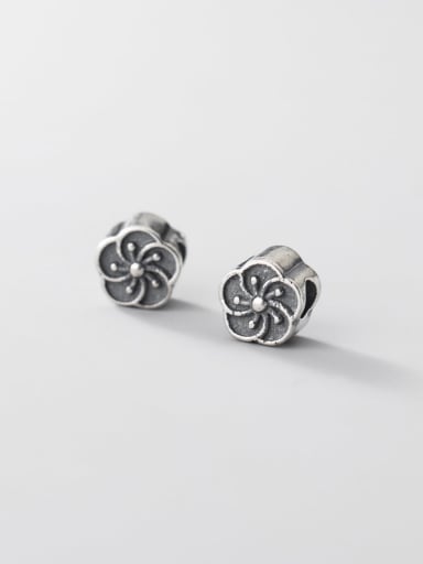 S925 silver aged 7mm flower spacer beads