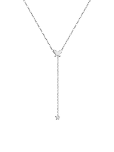 Platinum [Butterfly] 925 Sterling Silver Moon  Trend Tassel Necklace