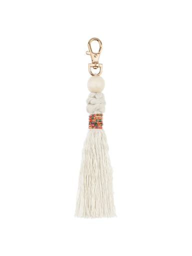Alloy Bead Cotton Rope Tassel Artisan Hand-Woven Bag Pendant