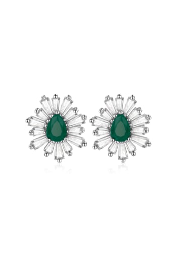 925 Sterling Silver AAAAA Cubic Zirconia Flower Luxury Cluster Earring