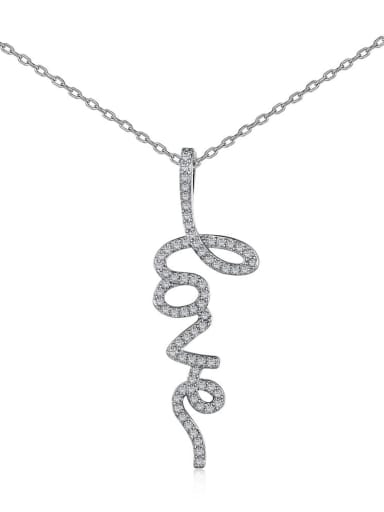 DY190336 S W WH 925 Sterling Silver Cubic Zirconia Irregular Minimalist Necklace