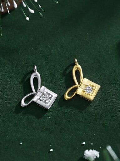 925 Sterling Silver Cubic Zirconia Minimalist gift box cartoon Pendant