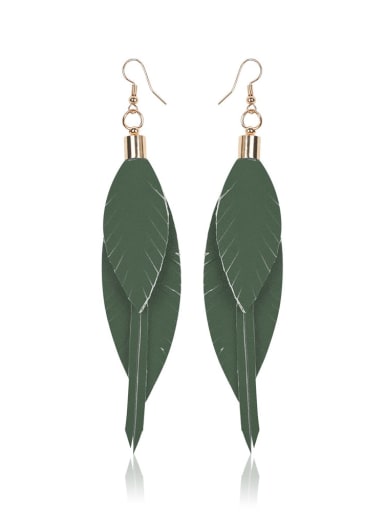Alloy Leather Leaf  Bohemia Hand-Woven Drop Earring