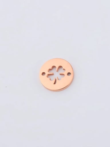 rose gold Stainless steel circle hollow four-leaf clover Connectors
