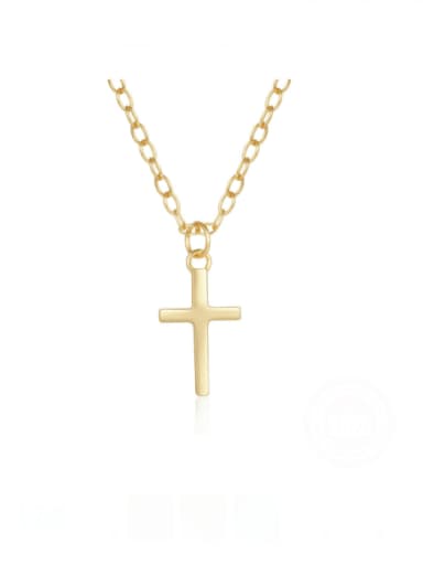 golden 925 Sterling Silver Cross Minimalist Regligious Necklace