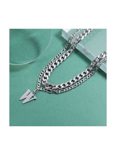 Stainless steel Letter Hip Hop Multi Strand Necklace