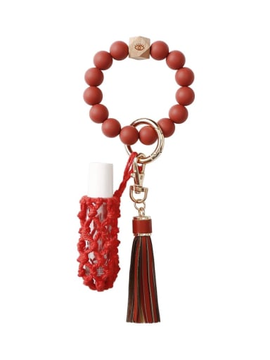 Red Silicone beads + perfume bottle+hand-woven key chain/bracelet