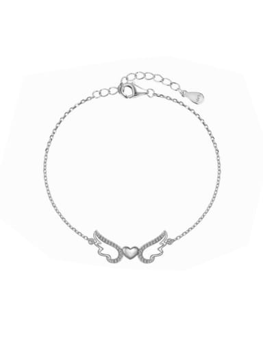 925 Sterling Silver Cubic Zirconia Wing Trend Link Bracelet