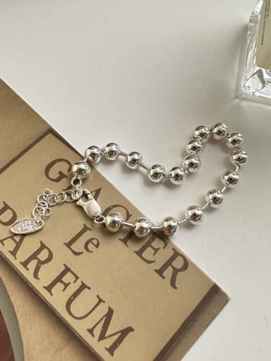 925 Sterling Silver Geometric Dainty Beaded Bracelet