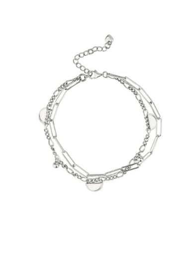 925 Sterling Silver Geometric Chain Vintage Strand Bracelet