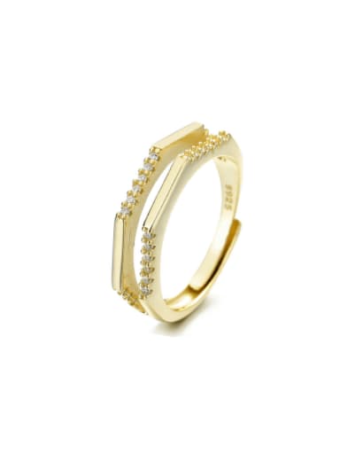 913JM gold approximately 2.9g 925 Sterling Silver Cubic Zirconia Geometric Minimalist Stackable Ring