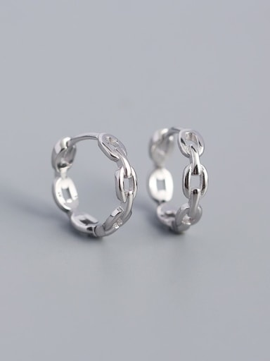 Platinum 925 Sterling Silver  Hollow Geometric Minimalist Huggie Earring