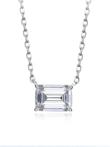 N034 Platinum 925 Sterling Silver High Carbon Diamond Geometric Minimalist Necklace