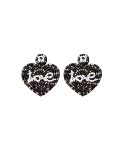 Black e68874 Tila Bead Multi Color Heart Trend Pure handmade Weave Earring