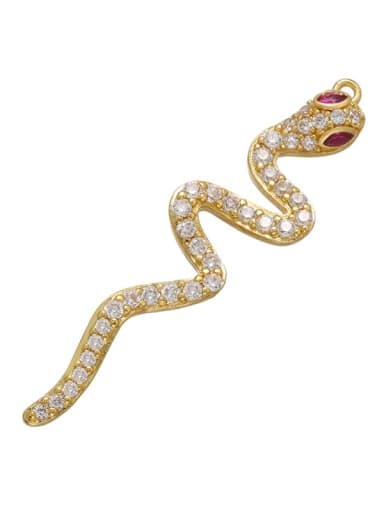 golden Brass Cubic Zirconia Micro Inlay Snake Pendant