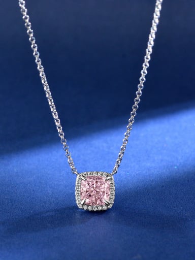 925 Sterling Silver High Carbon Diamond Square Luxury Necklace